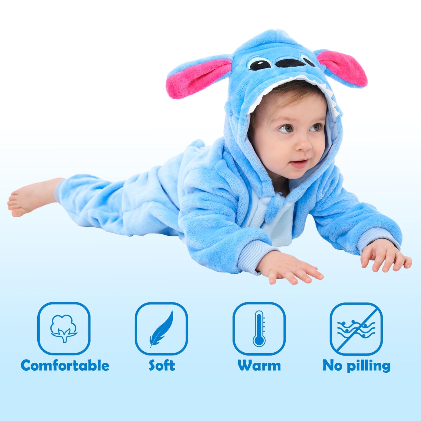 Scopuci Unisex Baby Animal Onesie Pajamas,Infant Flannel Halloween Cosplay Costume, Toddler Christmas Homewear/Sleepwear