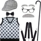 Attbea Old Man Costume For Kids 100 Days Of School Costume For Unisex With Old Man Hat, Old Person Glasses, Costume Cane Grandpa