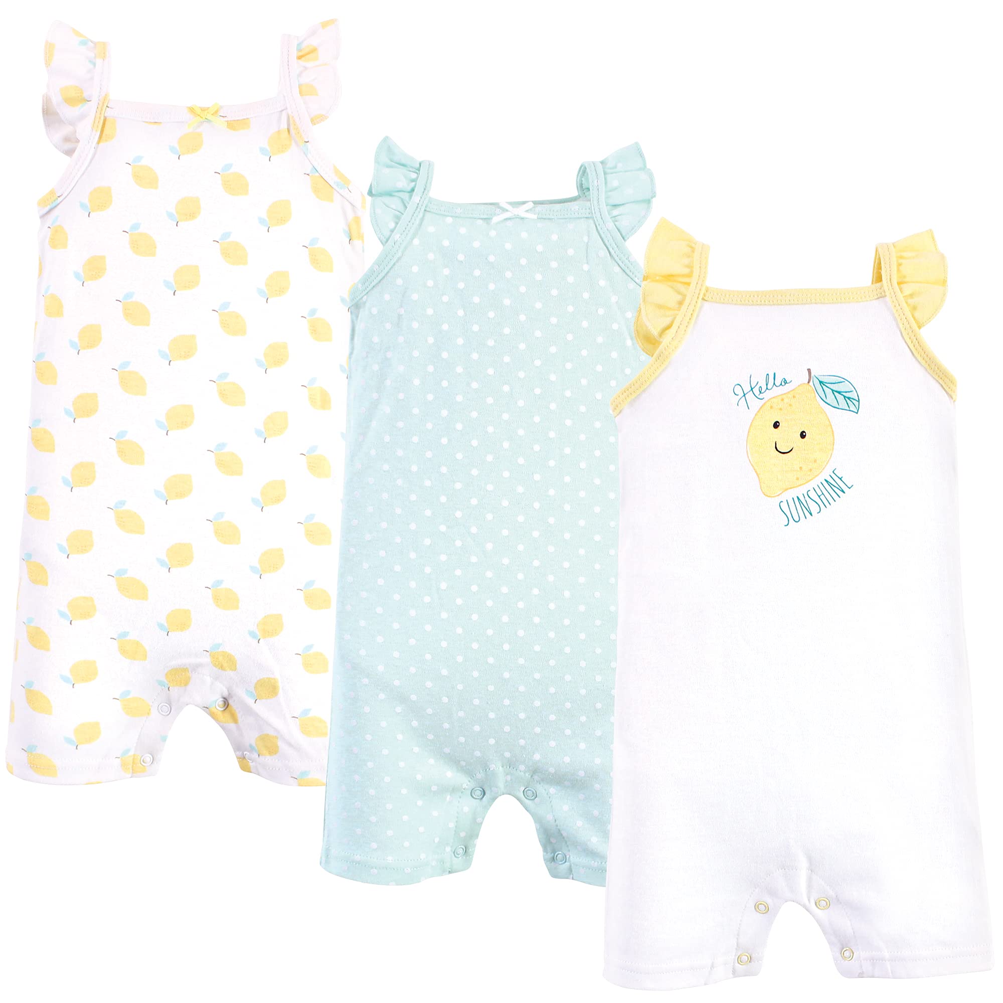 Hudson Baby Baby Cotton Rompers, Mint Lemon, 3-6 Months – WBBAPB093CMZQQ4