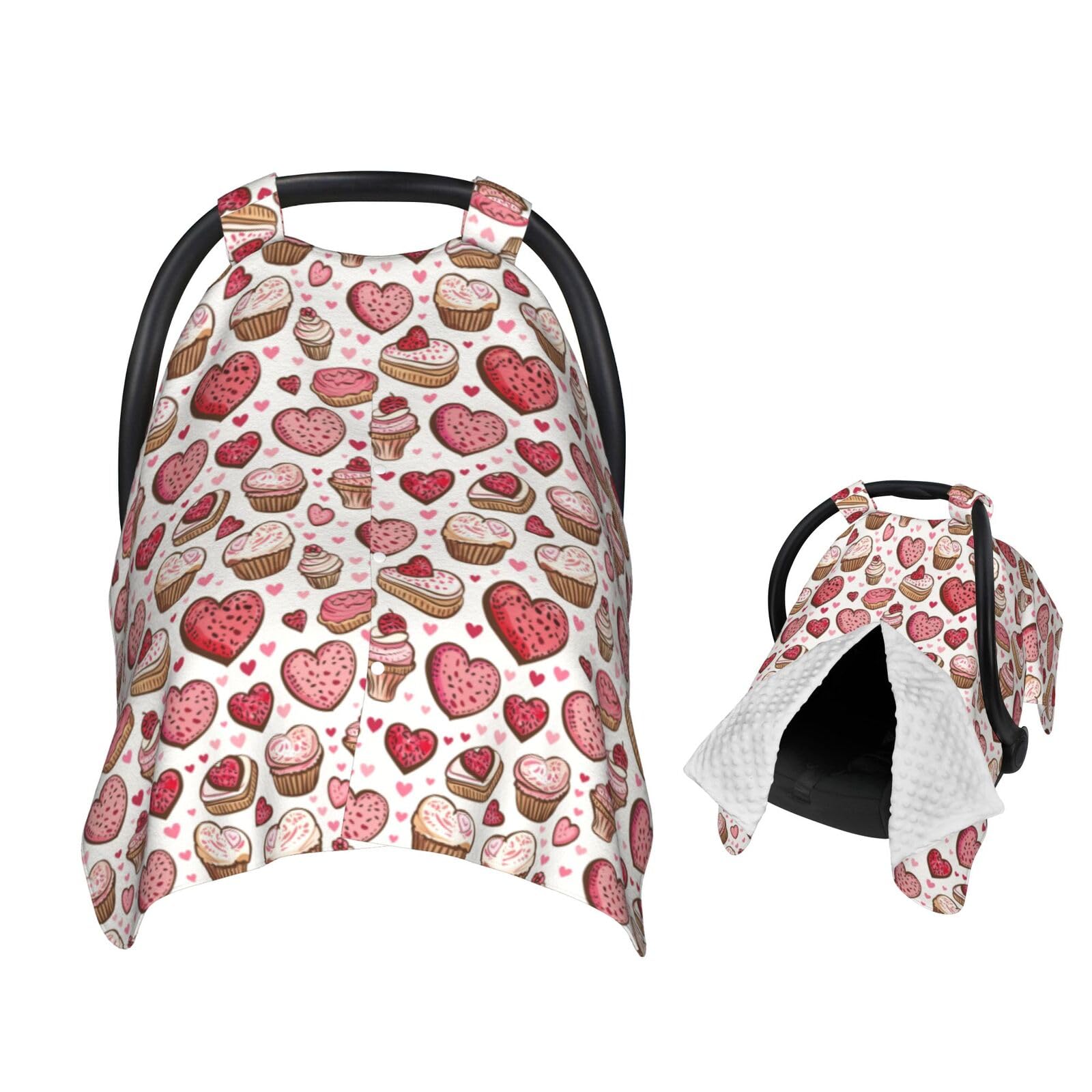 Muishi Pink Cupcakes and Cookies Baby Car Seat Canopy Nursing Cover for Newborn Car Seat Breastfeeding Covers Blanket Newborn Sh