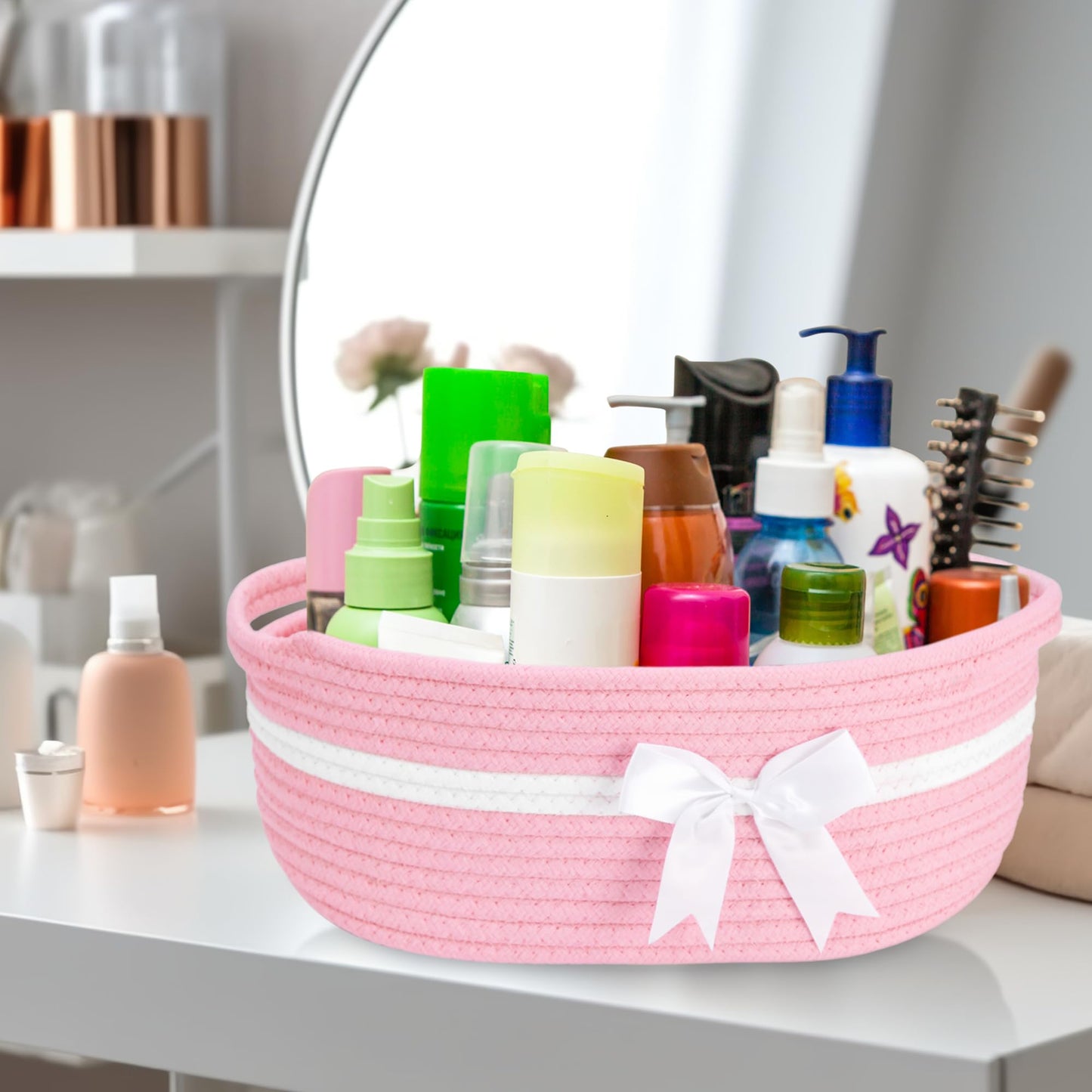 Yeeeasy Gift Basket With Bow And Gift Bag Simplicity Home Decor Rope Basket For Gifts Empty 13.5'X 8.5' X 5.5' Storage Basket