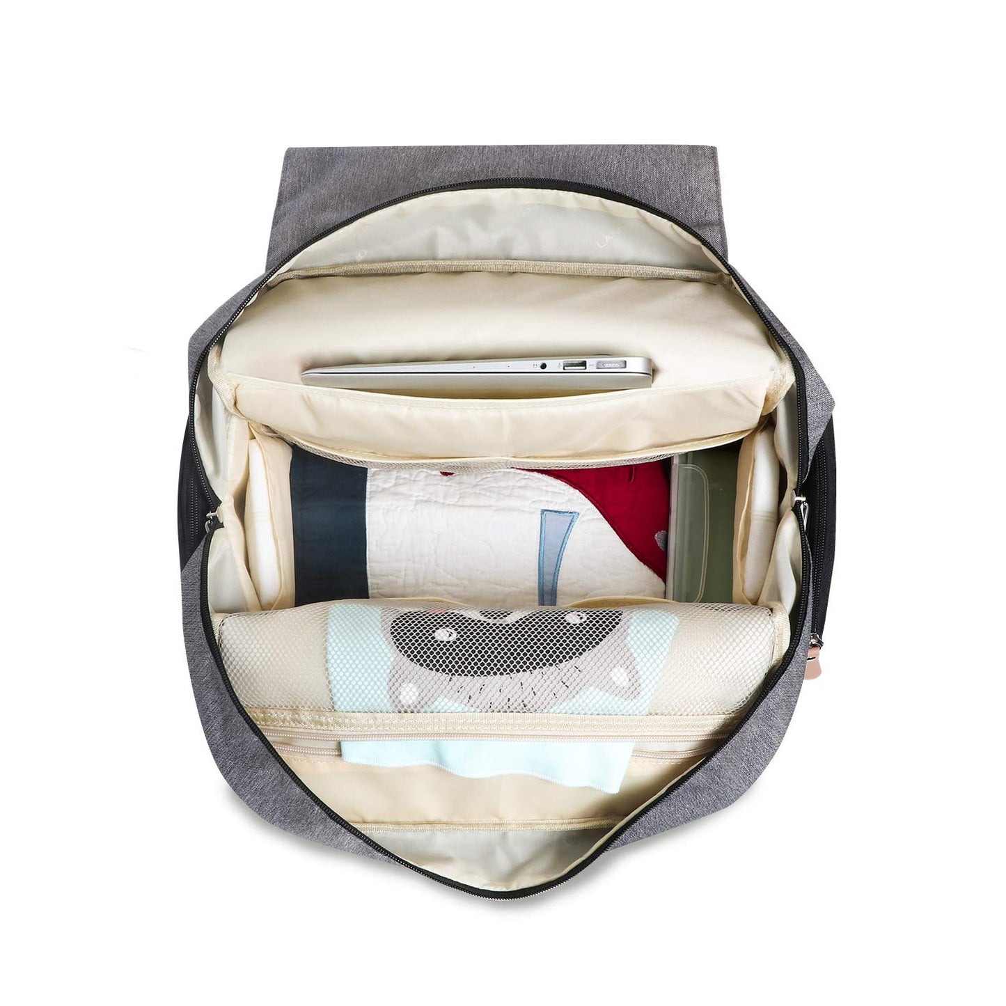 Diaper Bag Backpack Large Capacity For Baby Care Wide Open Design And Waterproof Fabric For Mom Dad (New White Grey)