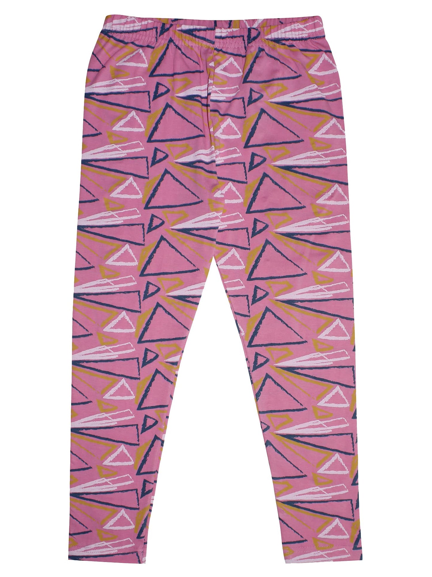 KiddoPanti Girls Triangle AOP Printed Legging, Baby Pink, 68Y