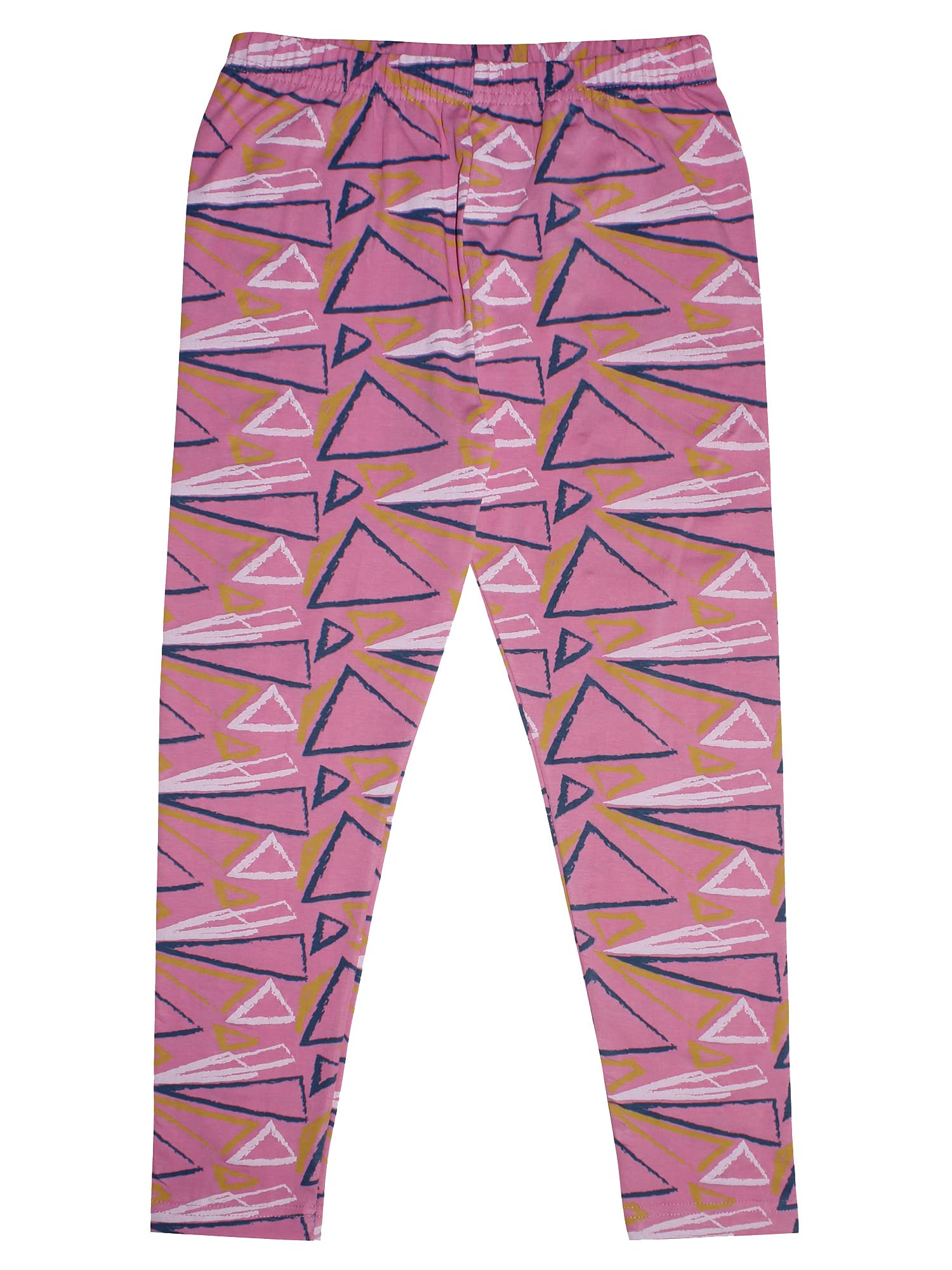 KiddoPanti Girls Triangle AOP Printed Legging, Baby Pink, 68Y