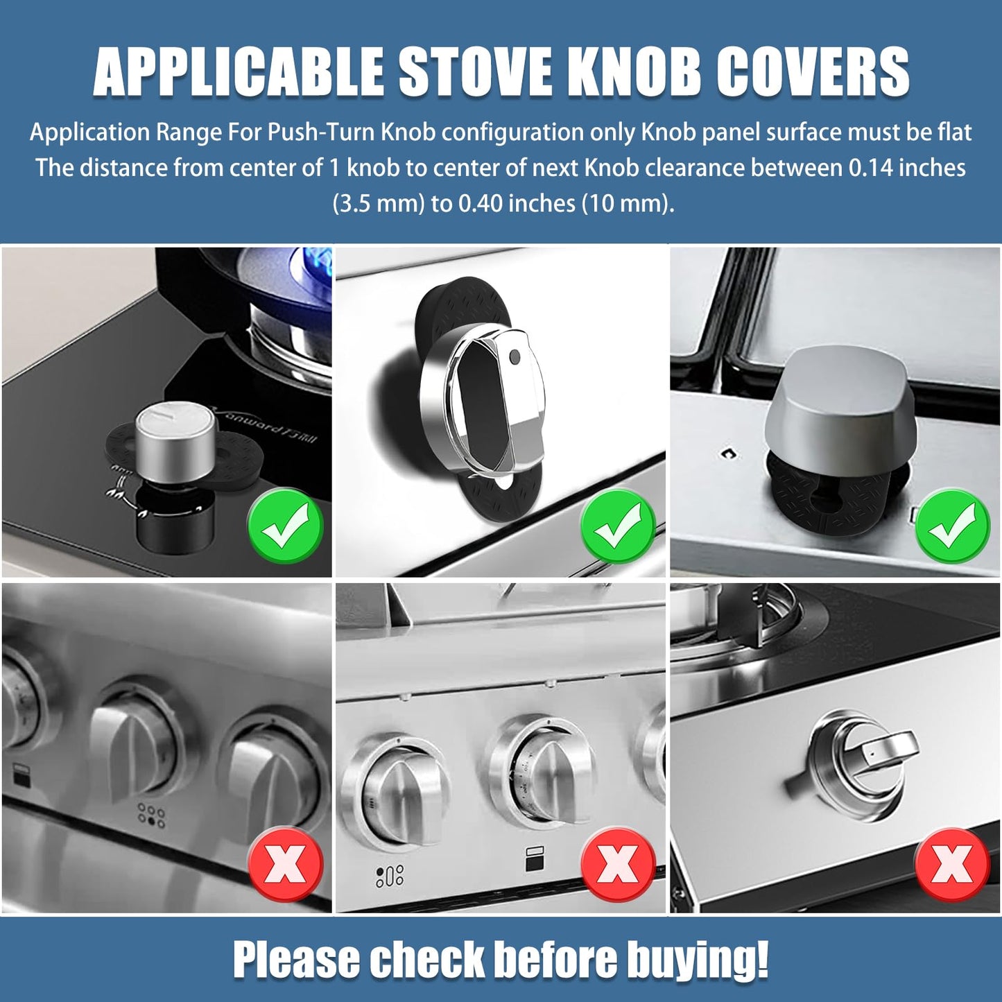 Silicone Stove Knob Safety Locks Gas Stove Knob Covers - Child Proof Oven Knob Locks (6 Pack)