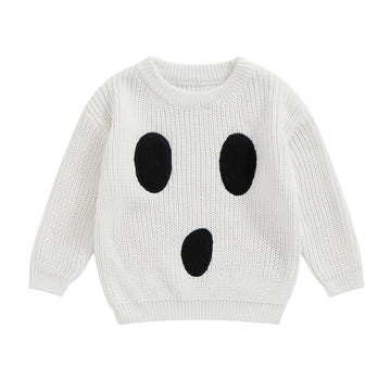 Afunbaby Baby Girl Boy Knit Sweater Blouse Pullover Sweatshirt Warm Crewneck Long Sleeve Tops For Infant Toddler (White Hallowee