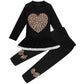 Retsugo Toddler Baby Girls Leopard Heart Fall Winter Clothes Set Kids Valentine'S Day School Girl Outfit Cute Pullover Shirt And