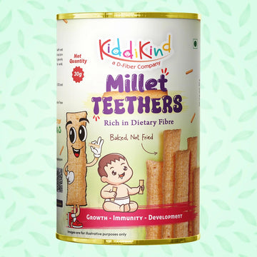 Kiddikind Millet Teethers For Babies 6+ Months | Healthy Baby Teething Snacks | No Maida, No Sugar, Preservative Free | Easy To 