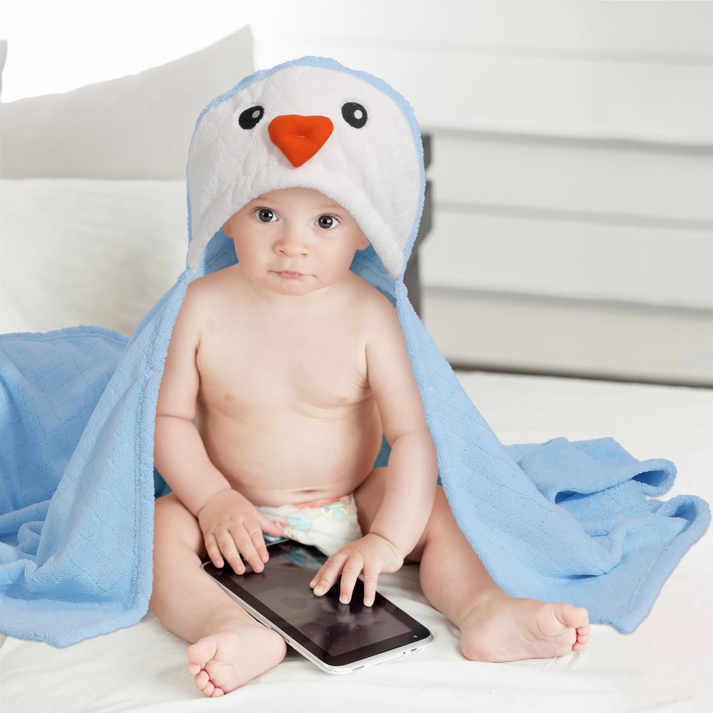 Wodhoy Baby Towels With Hood For 1-6, 2-Pack Toddler Bath Towel With Animal Face Soft Absorbent,Premium Coral Fleece Ultra Absor