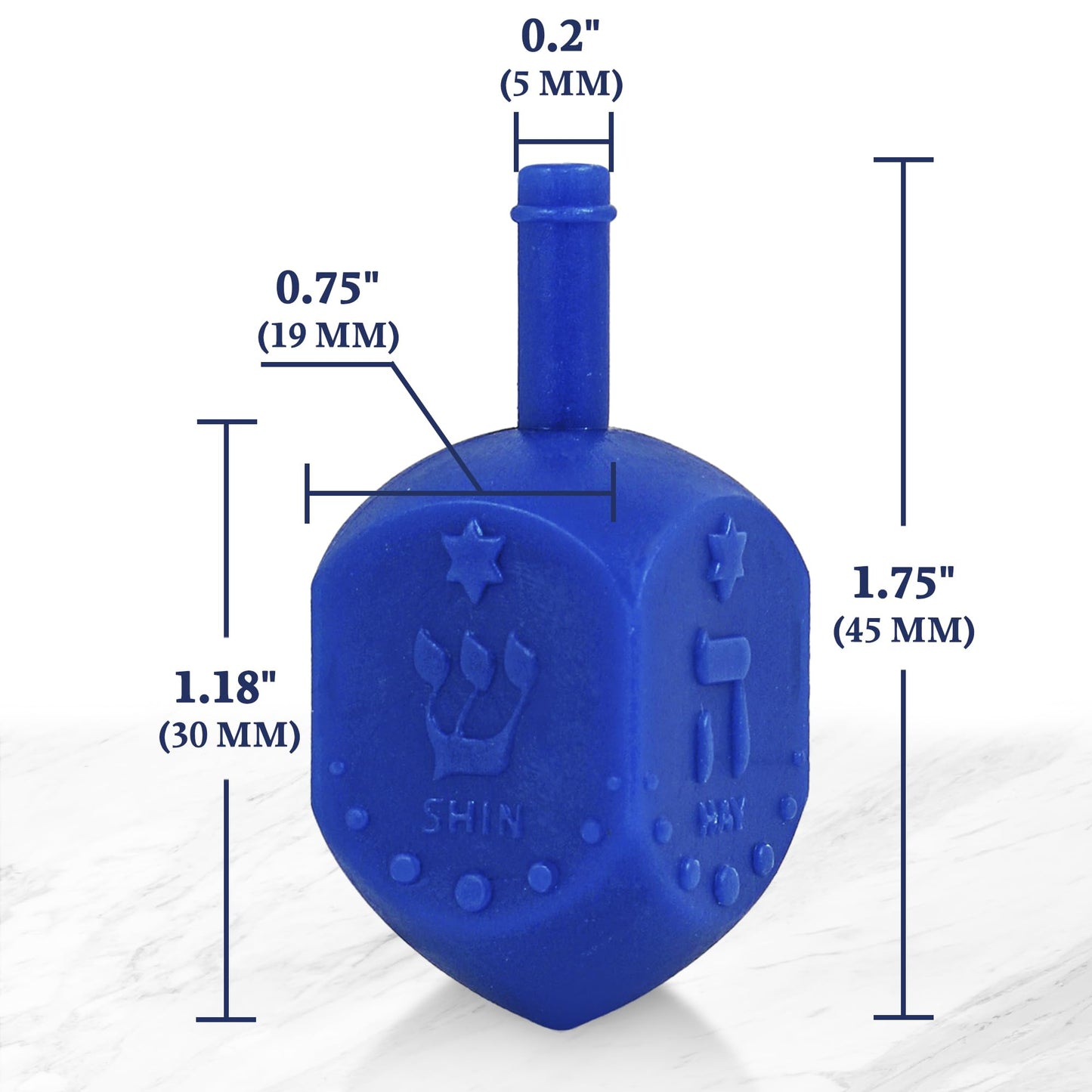 Zion Judaica Hanukkah Dreidels Multi Blue, White Medium Size Dridels Bulk Plastic Drydlech Hebrew Letters And English Transliter