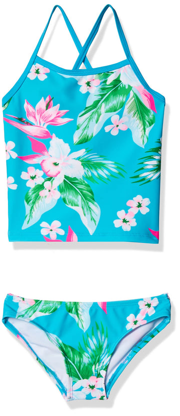 Kanu Surf Girls' Toddler Alania Floral Banded Tankini Beach Sport 2-Piece Swimsuit, Aqua, 2T