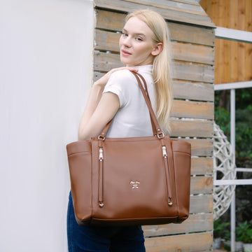 Miss Fong Diaper Bag Tote Leather Diaper Bag Backpack, Large Capacity Mommy Bag Hospital Bag, 12 Pockets Travel Diaper Tote With