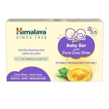 Himalaya Baby Bar With Pure Cow Ghee 125G|Ph 5.5|Aloe Vera|Soap Free|Derma Tested | Safe For Newborns|For BabyS Sensitive Skin 