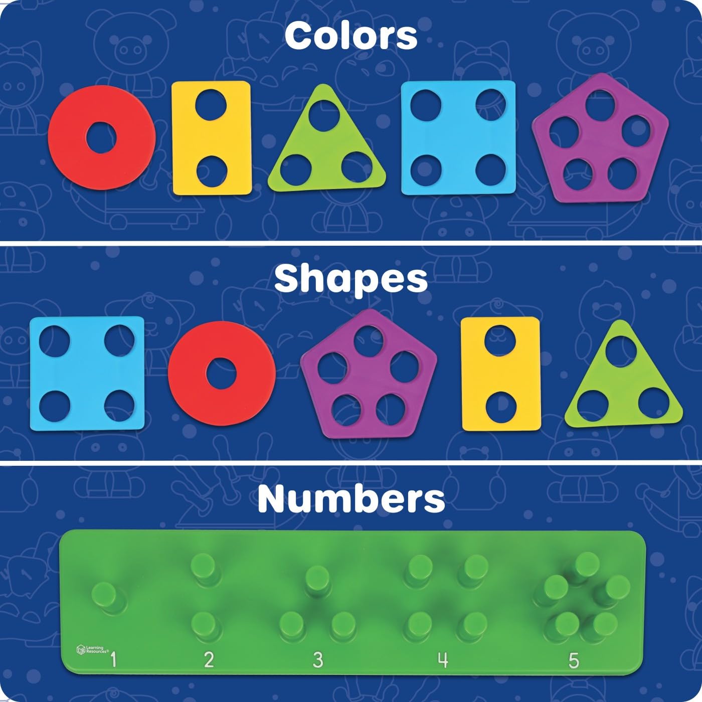 Learning Resources Stacking Shapes Garden, Fine Motor Skills, Stacking and Sorting Puzzle Board, Montessori Toddler Sensory Tabl