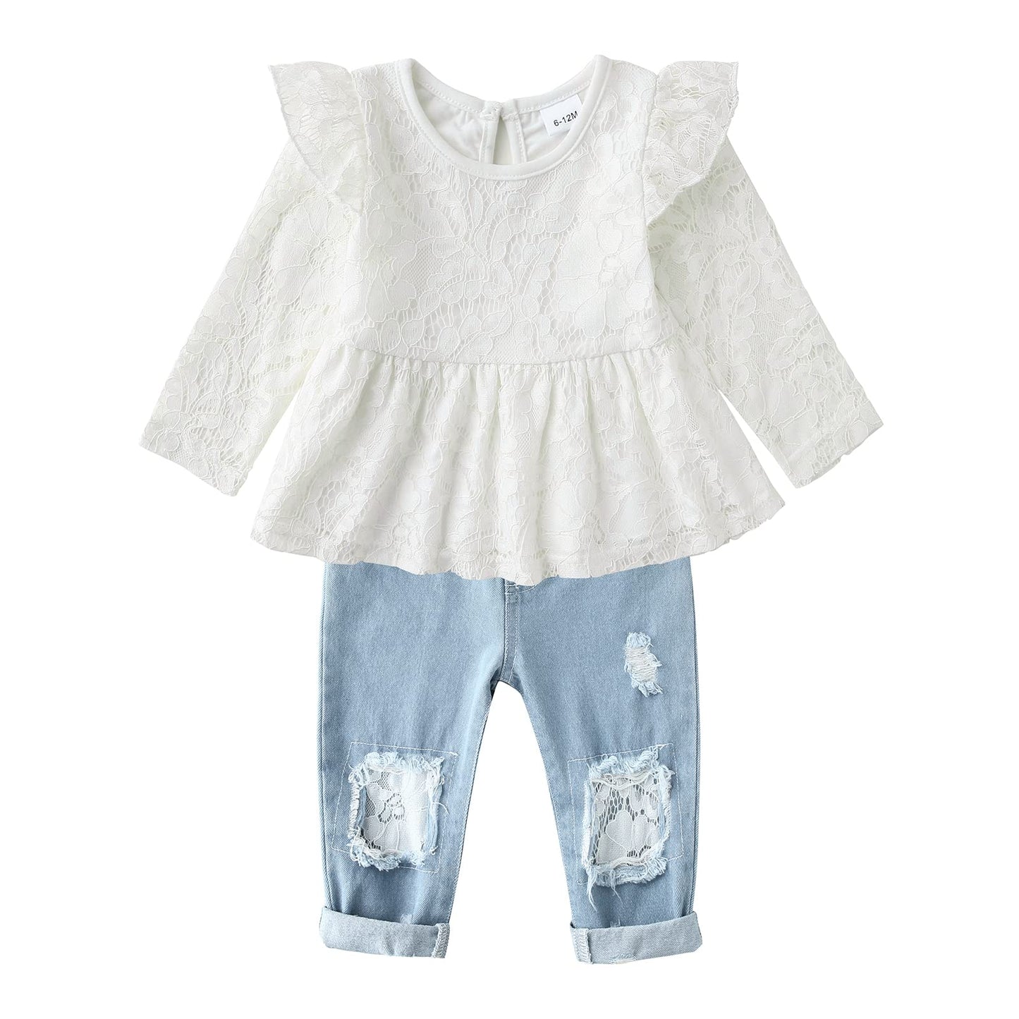 Caretoo Girls Clothes Outfits, Cute Baby Girl Floral Long Sleeve Pant Set Flower Ruffle Top