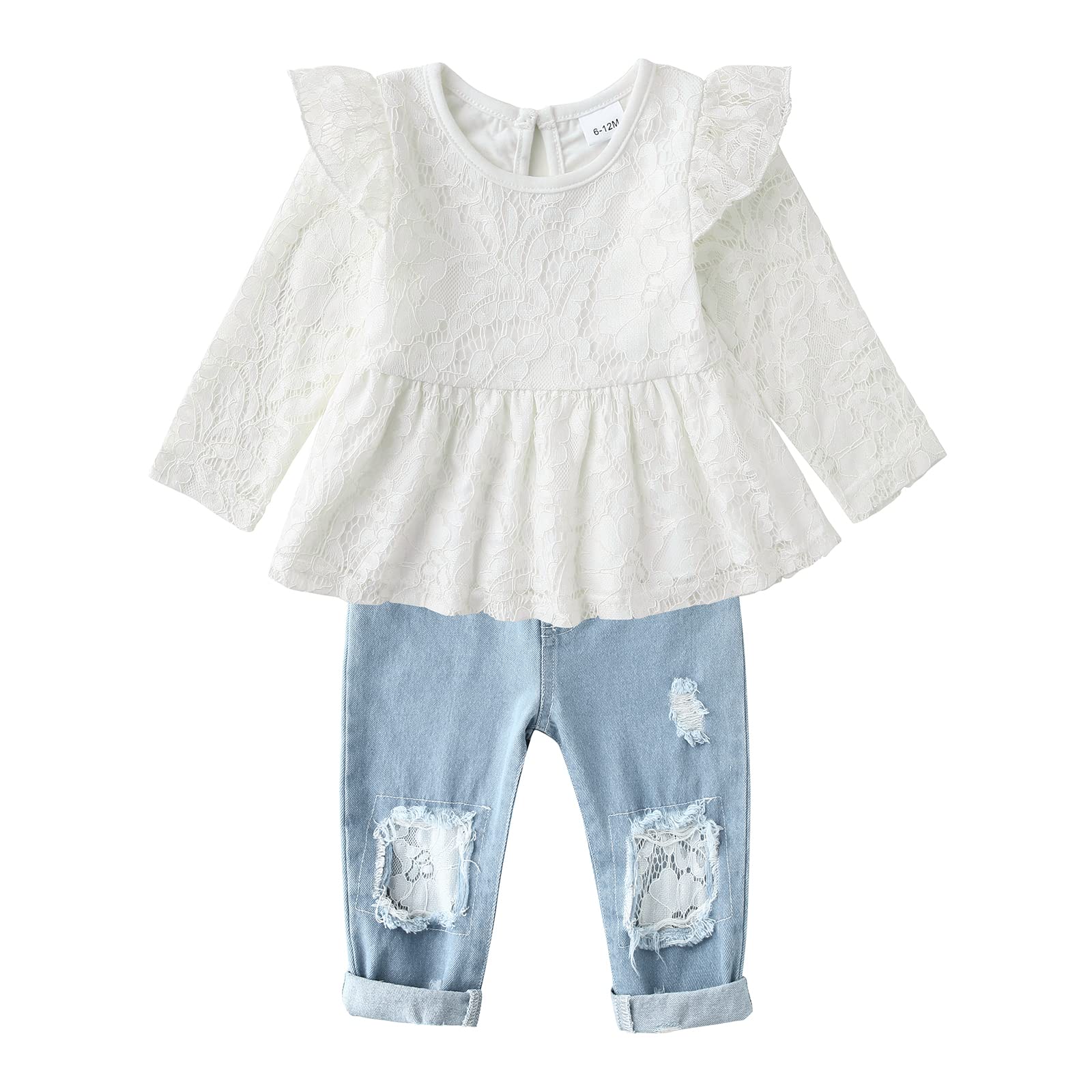 Caretoo Girls Clothes Outfits, Cute Baby Girl Floral Long Sleeve Pant Set Flower Ruffle Top