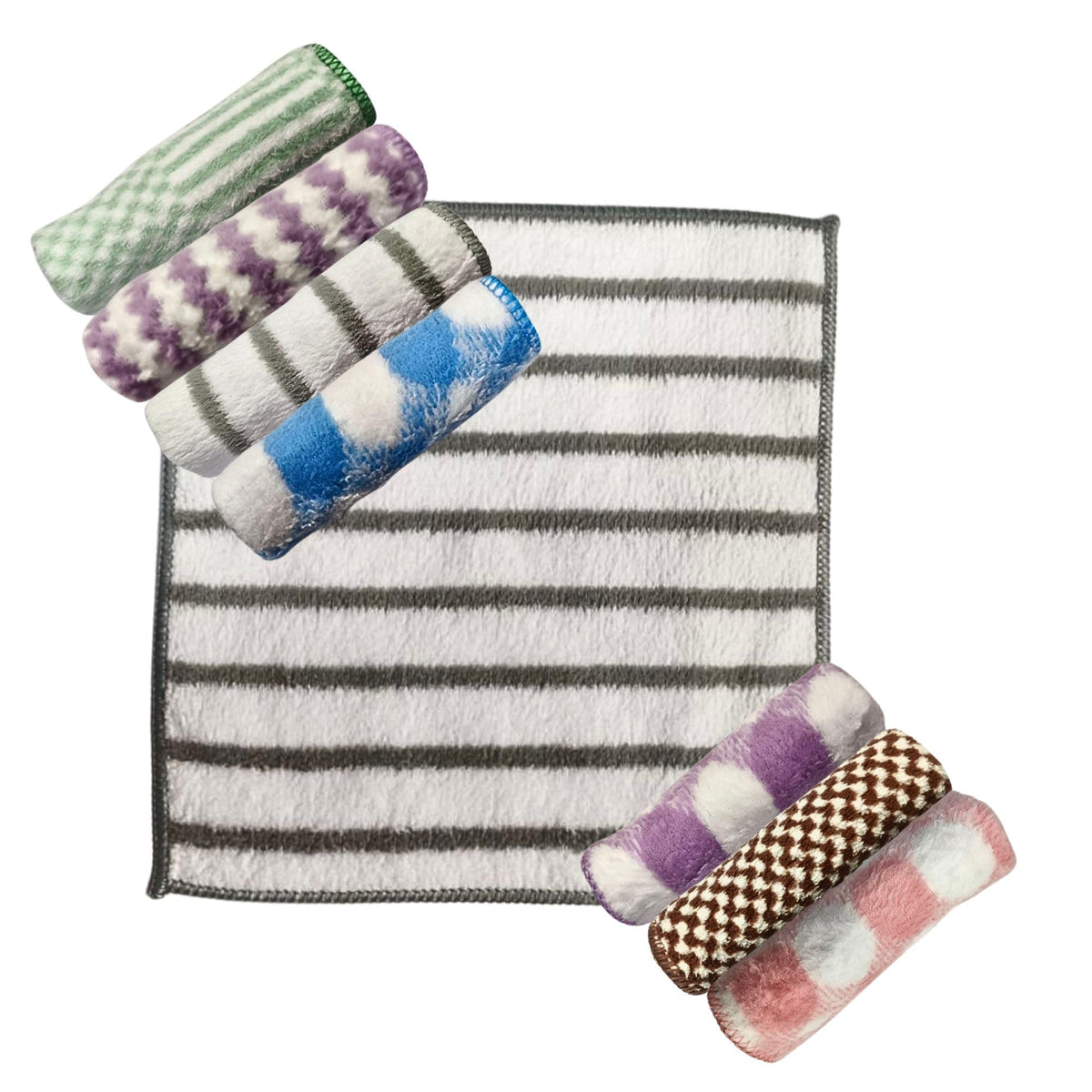 CRYSTALFRESH Soft Colourful Baby Small (Colour & Print May Vary) 250 GSM (25 x 25 CM) Pack of 8