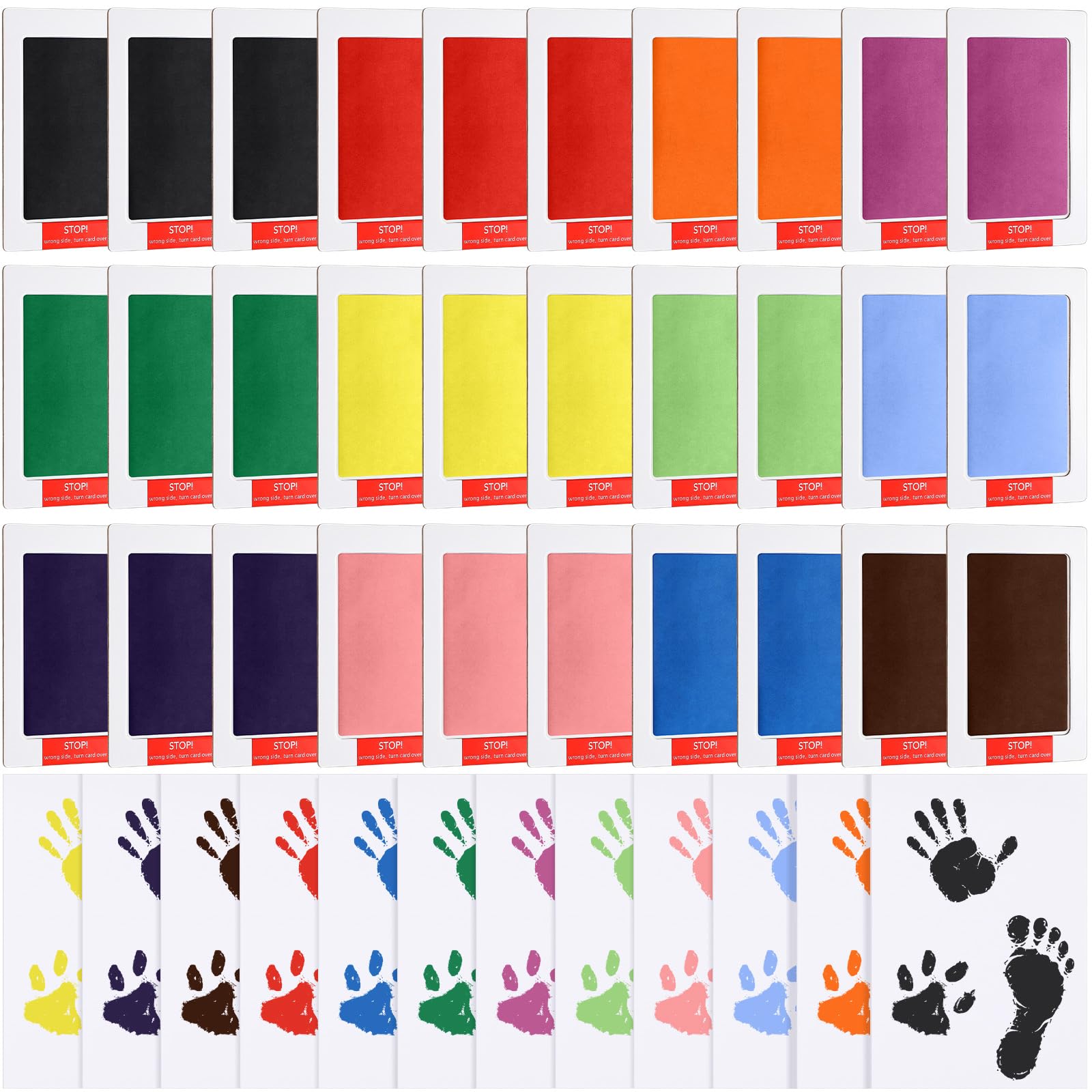 Jetec 30 Set Inkless Baby Footprint And Handprint Kit, Clean Touch Ink Pad For Baby Hand And Footprints, Dog Paw Print Kit With