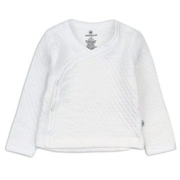 Honestbaby Side-Snap Matelasse Mini Quilted Top In Cozy 100% Organic Cotton Infant Baby Boys, Girls, Unisex, Bright White, 0-3 M