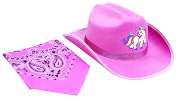 Unicorn Cowboy Hat With Bandanna Pink Sparkle