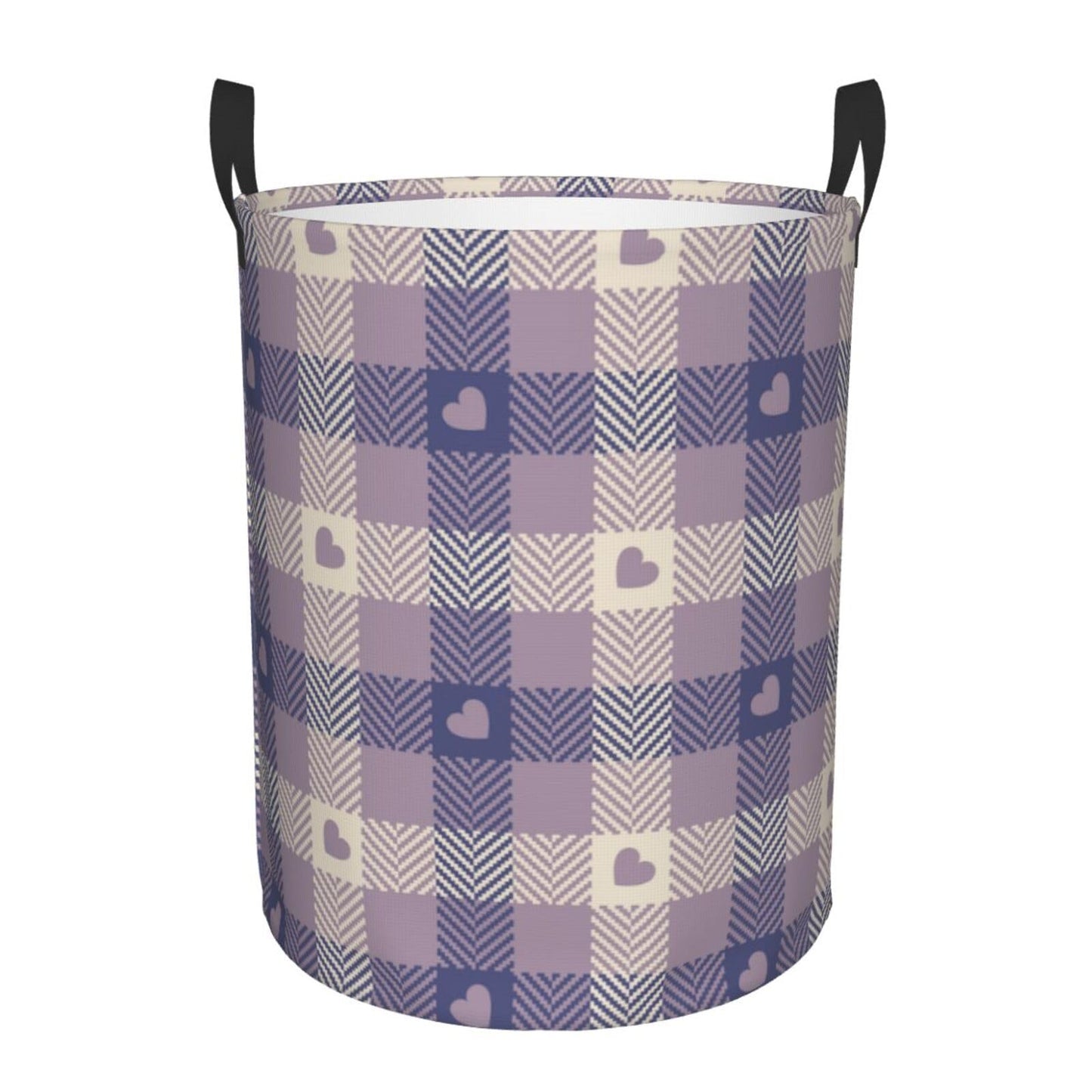 Pevtufa Heart Check Plaid Foldable Laundry Basket Organizer,Fabric Clothes Toy Storage Basket Nursery Hamper Storage Bin For Hou