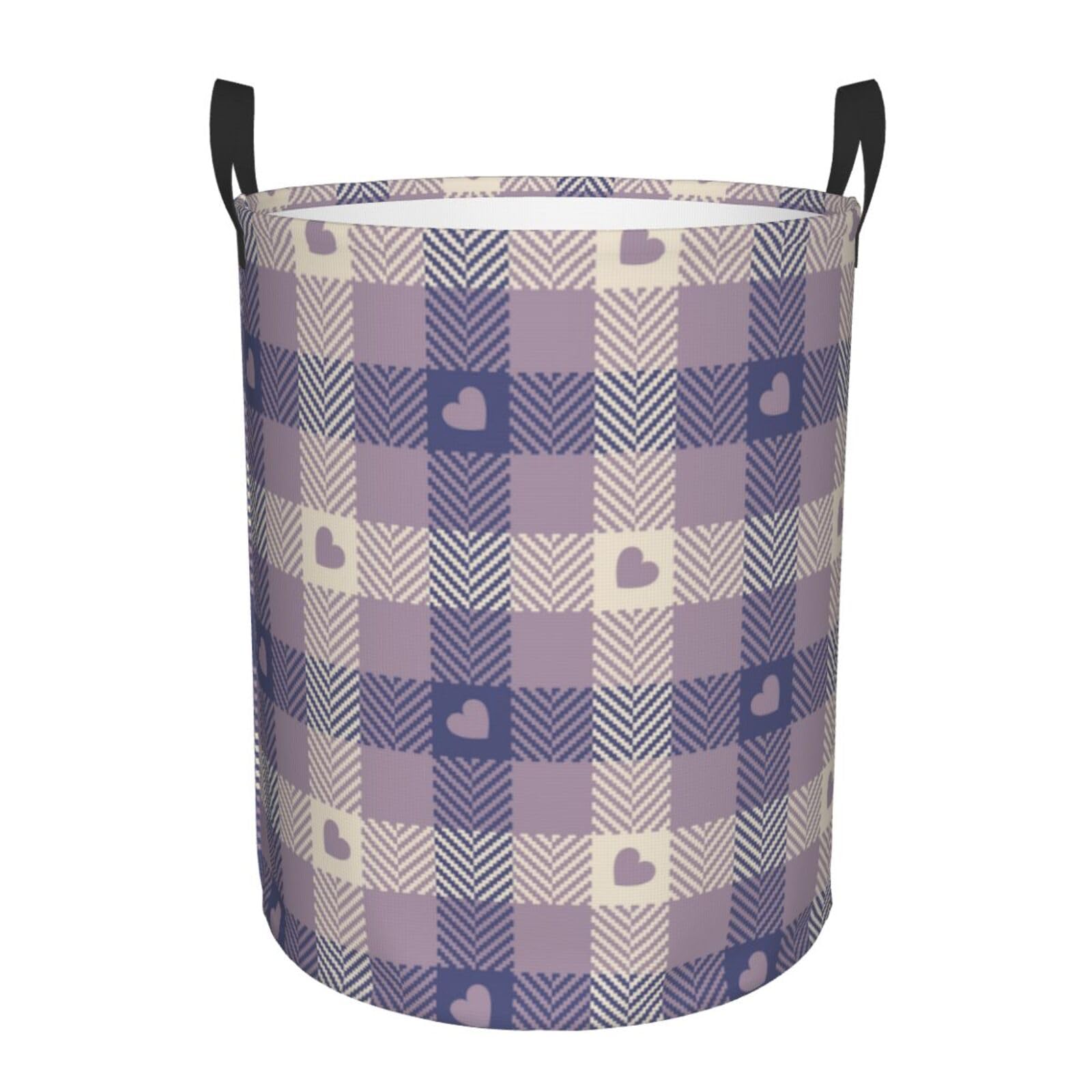 Pevtufa Heart Check Plaid Foldable Laundry Basket Organizer,Fabric Clothes Toy Storage Basket Nursery Hamper Storage Bin For Hou
