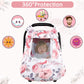 Car Seat Covers For Babies, Winter Carseat Cover Girls, Minky Infant Car Seat Canopy, Cozy & Warm Cover, Pink Floral