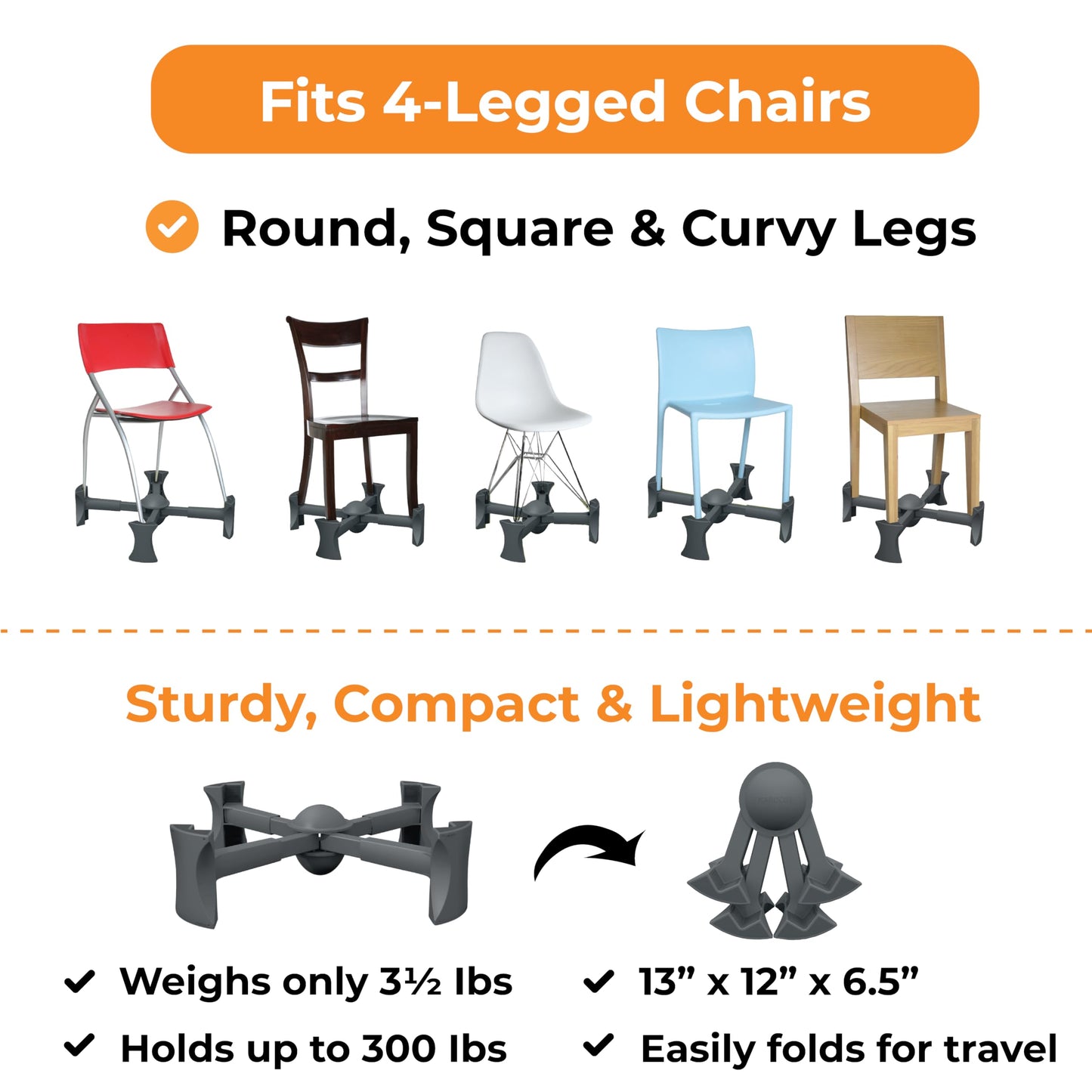 Kaboost Booster Seat For Kitchen Chair, Charcoal - Goes Under The Chair - Portable Chair Booster For Toddlers And Grown Ups