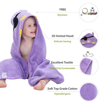 Michley Animal Hooded Baby Bath Towel Toddler Premium Cotton Absorbent Washcloth For Girls Boys 0-6T, Bird