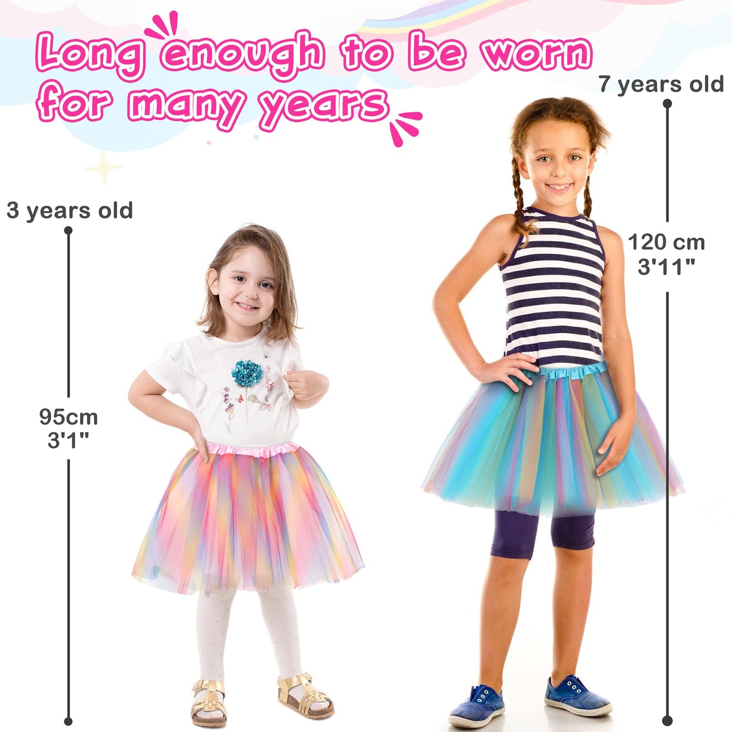 Kilofly Girls Ballet Tutu Kids Birthday Princess Party Favor Dress Skirt Set Of 6 Multicolored