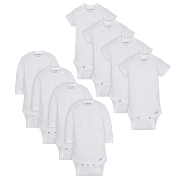 Onesies Brand Baby 8-Pack Short Mix & Match Bodysuits, White Short & Long Sleeve, Newborn