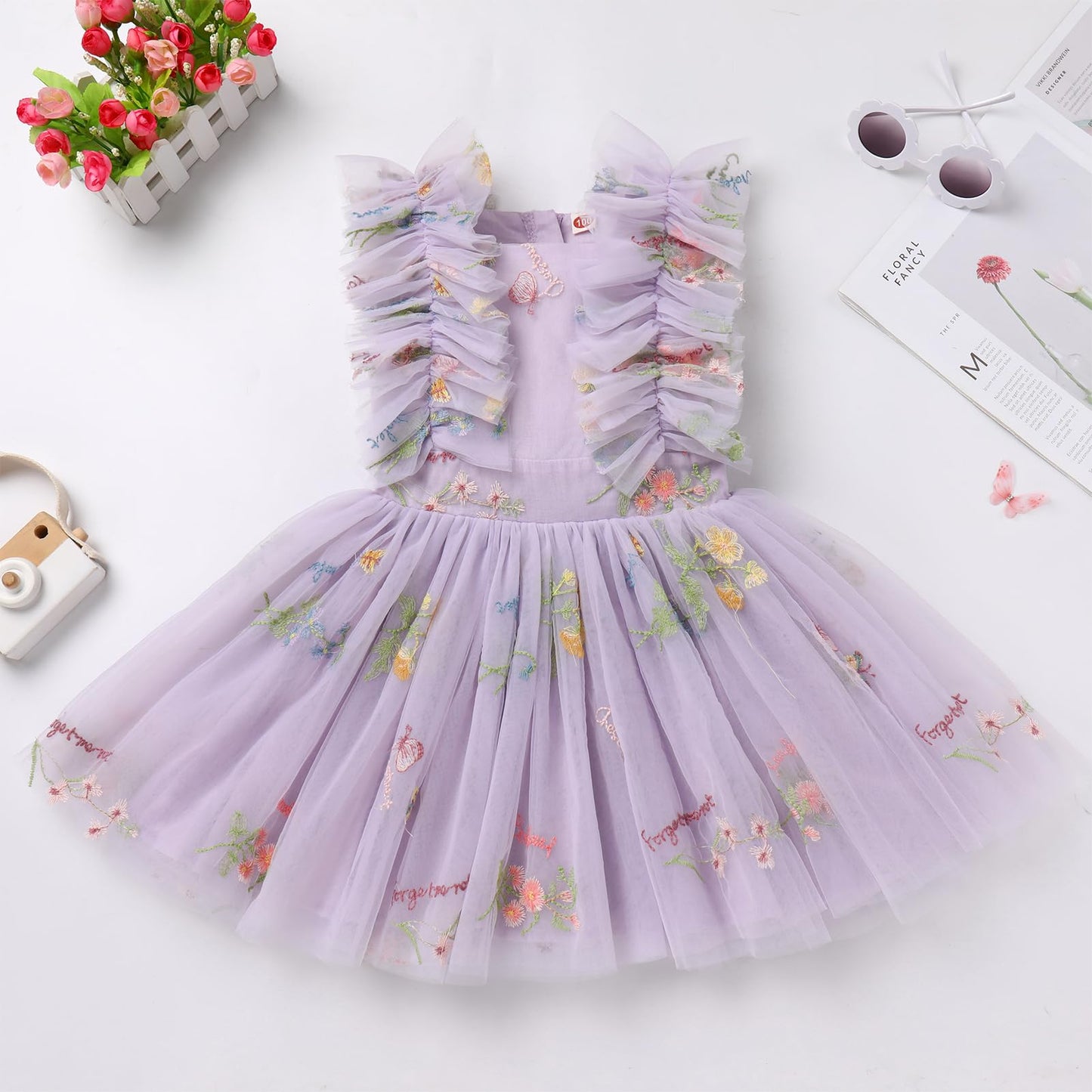 Fairy Dress Toddler, Party Dress For Baby Girl Boho Lace Hippie Flower Ruffle Puffy Wedding Bridesmaid Birthday Ball Gown For Ki