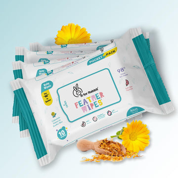 R For Rabbit Feather 40 Baby Wet Wipes For New Born Combo Pack Of 4