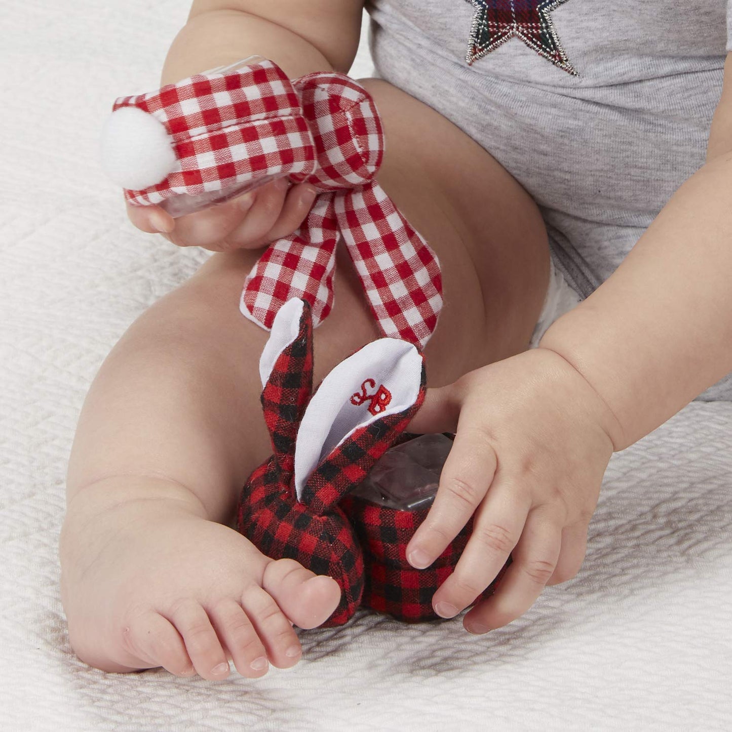 Stephan Baby Boo-Bunnie Comfort Toy & Boo Cube, Red & Black Flannel