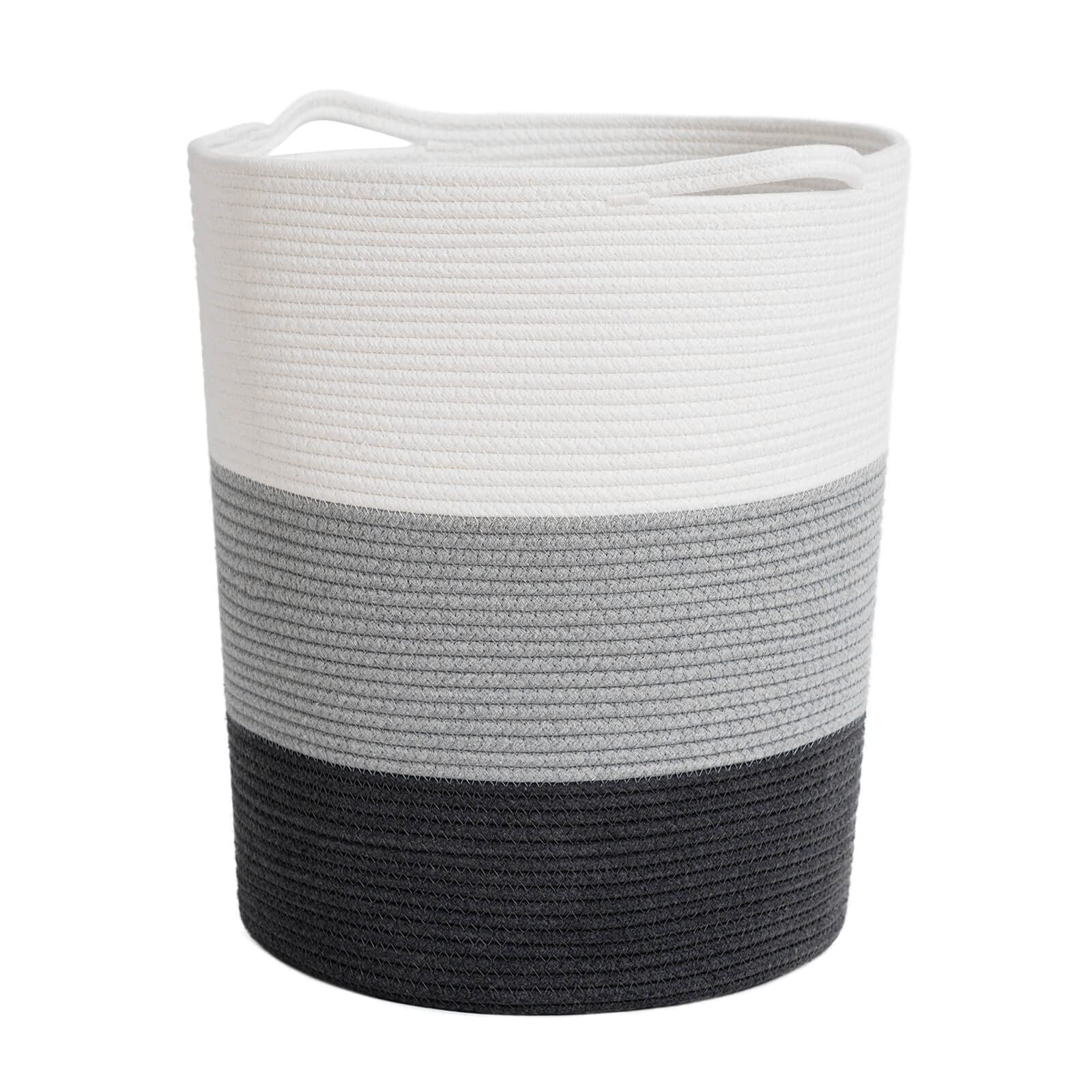 Indressme 17 X 15 X 13 Inches Grey Baby Laundry Basket Thread Cotton Rope Basket Toy Storage Basket Organizer Tall Woven Basket
