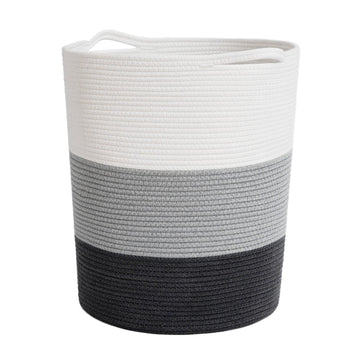 Indressme 17 X 15 X 13 Inches Grey Baby Laundry Basket Thread Cotton Rope Basket Toy Storage Basket Organizer Tall Woven Basket