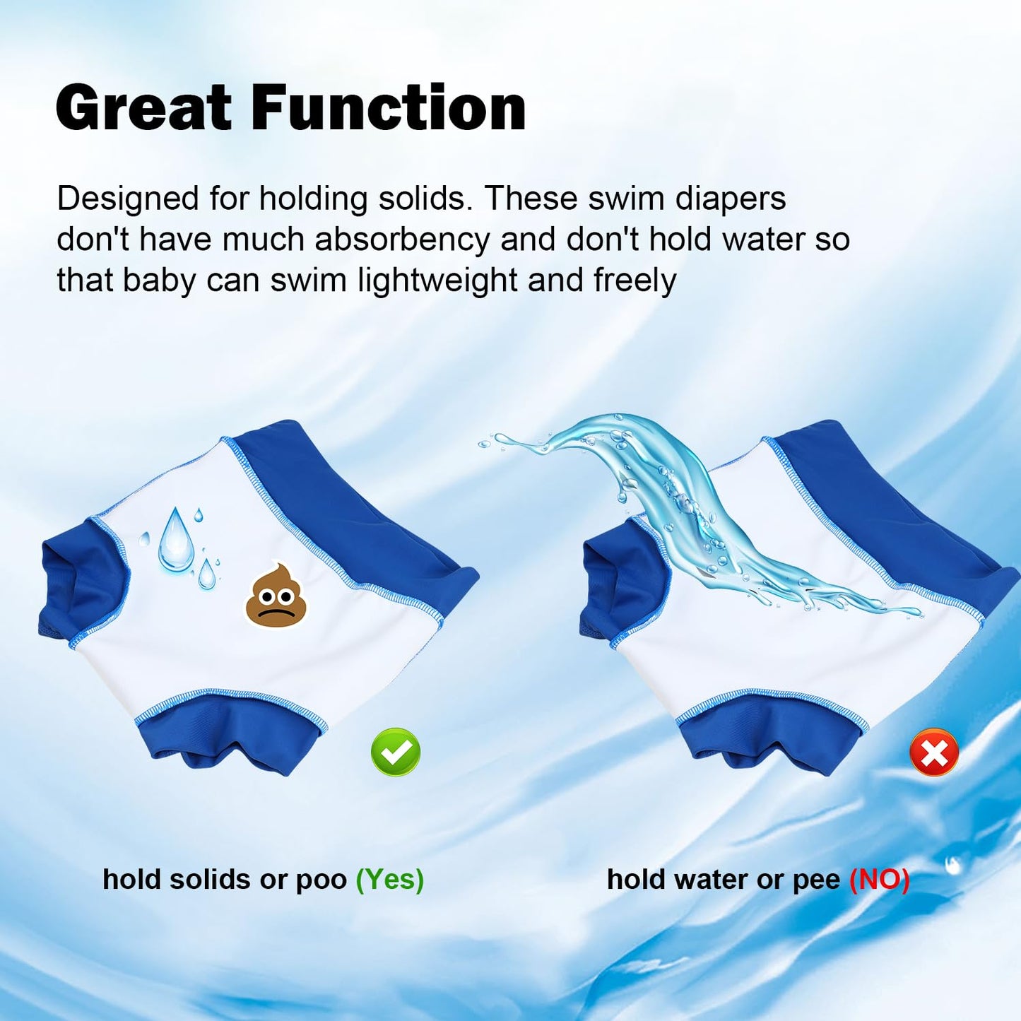 Moomoo Baby Swim Diapers 3 Pcs Waterproof Reusable Swim Diapers For Baby Swim Lesson 3T