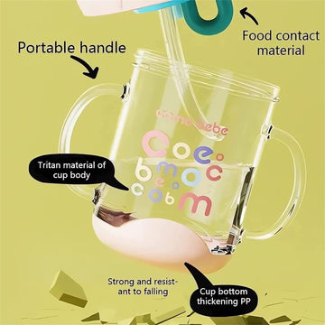 Cute Whale Cup With Squirt - Water Bottle, Sippy Cup With Leak Proof Weighted Straw For Kids (220Ml/Yellow)