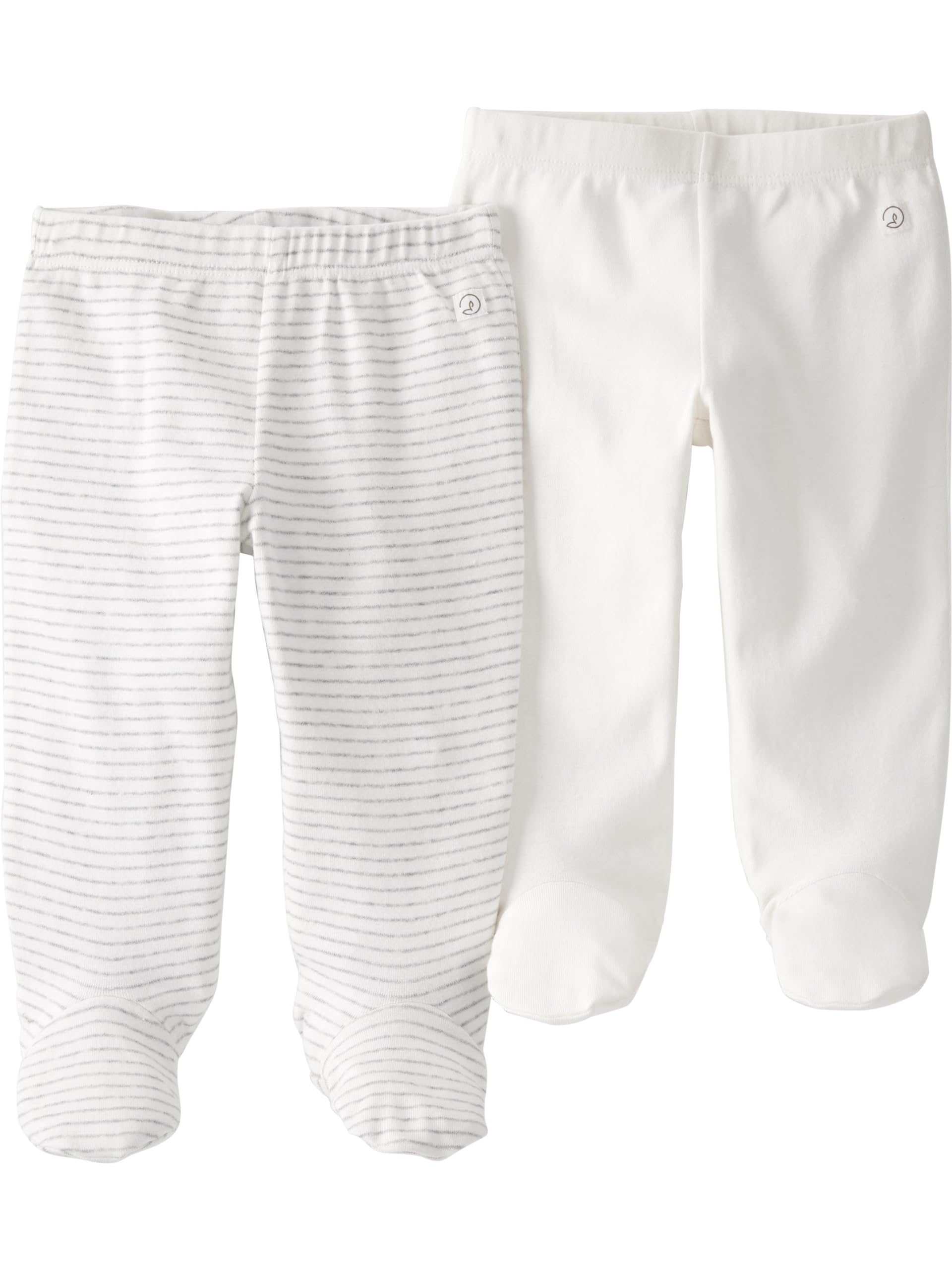 Little Planet By Carter'S Baby 2-Pack Pants Made With Organic Cotton, Gray Stripe Cream Footed, 9 Months