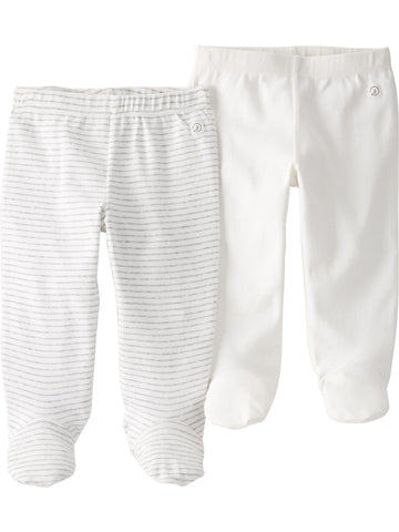 Little Planet By Carter'S Baby 2-Pack Pants Made With Organic Cotton, Gray Stripe Cream Footed, 9 Months