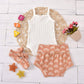 Easisim 3Pcs Newborn Infant Baby Girls Shorts Set Cotton Sleeveless Romper Bodysuit Shorts Headband Outfit Set (White Rainbow, 6
