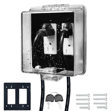 Pilispark 2-Gang Baby Safety Dual Outlet Cover Box - Key Lock For Much Better Toddler Proofing, Easier Operation, Simple 4 Step