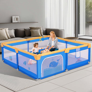 Arejonner Baby Playpen for Toddlers: 6.56x6.56 ft Kid-Safe Enclosed Play Yard | Non-Slip Base, Breathable Mesh - Easy-Portable f