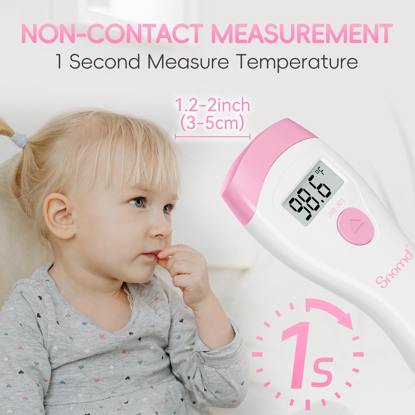 Snomd Non-Touch Forehead Thermometer, Digital 2-In-1 Infrared Thermometer For Adults, Kids, And Babies With Fever Alarm, Instant
