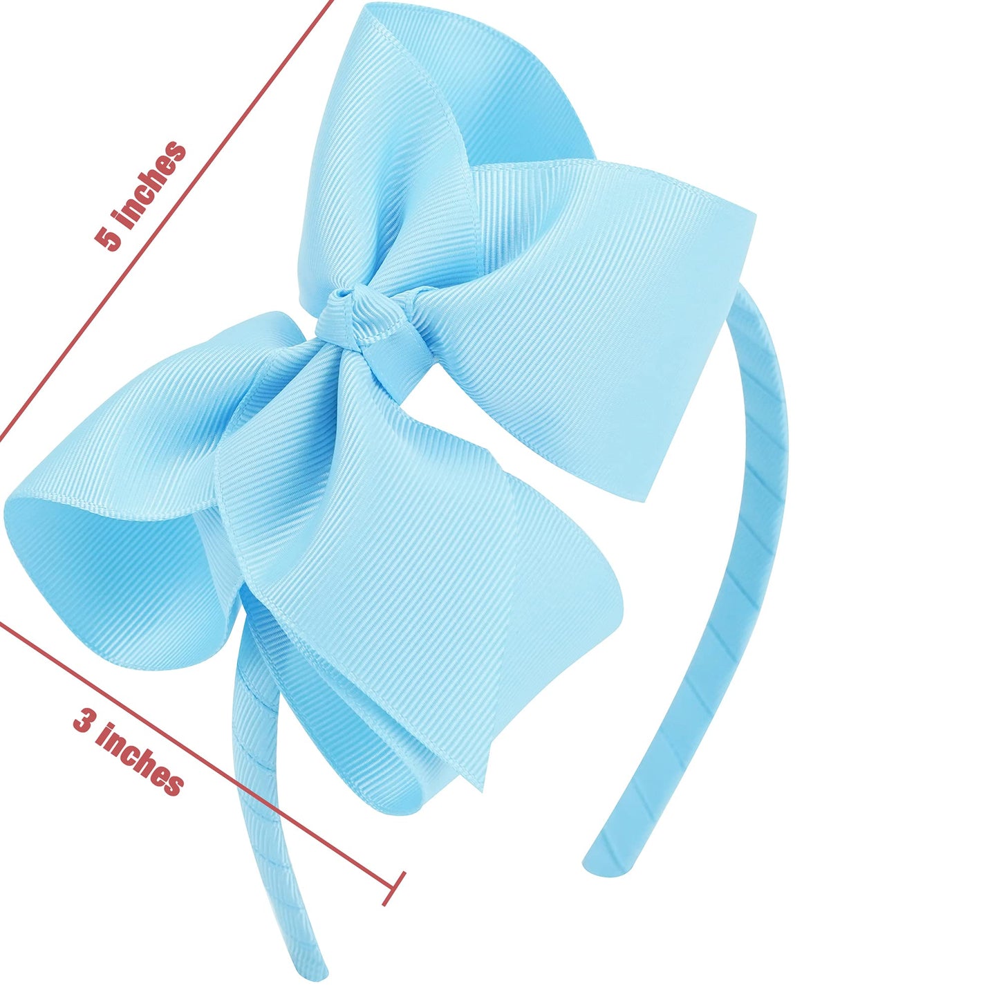 Meedee Baby Blue Grosgrain Ribbon Headbands - Fashion Big Bow Hair Accessories For Toddlers, Kids, Teens Dress Decoration, Makeu
