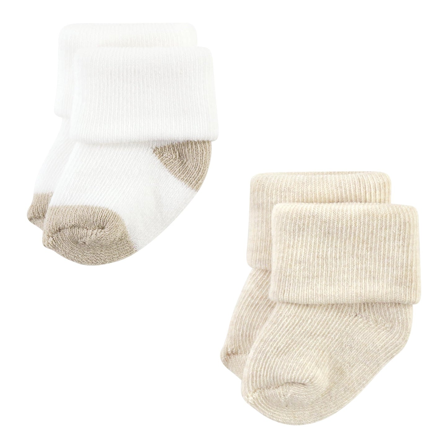 Hudson Baby Unisex Baby Cotton Rich Newborn And Terry Socks, Neutral Brown, 0-6 Months