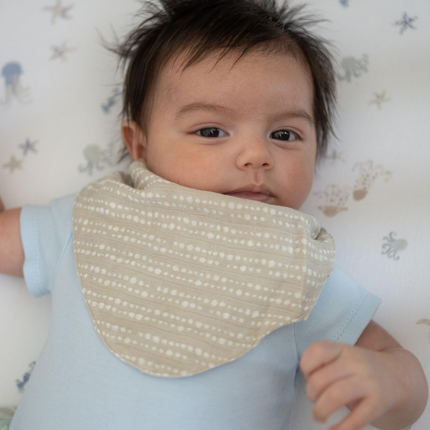 Crane Baby Bib Set, 100% Cotton Baby Bibs, Set Of 3 Sea Life Cotton Muslin Bibs, Bandana Bibs Baby Bibs For Eating, Baby Eating