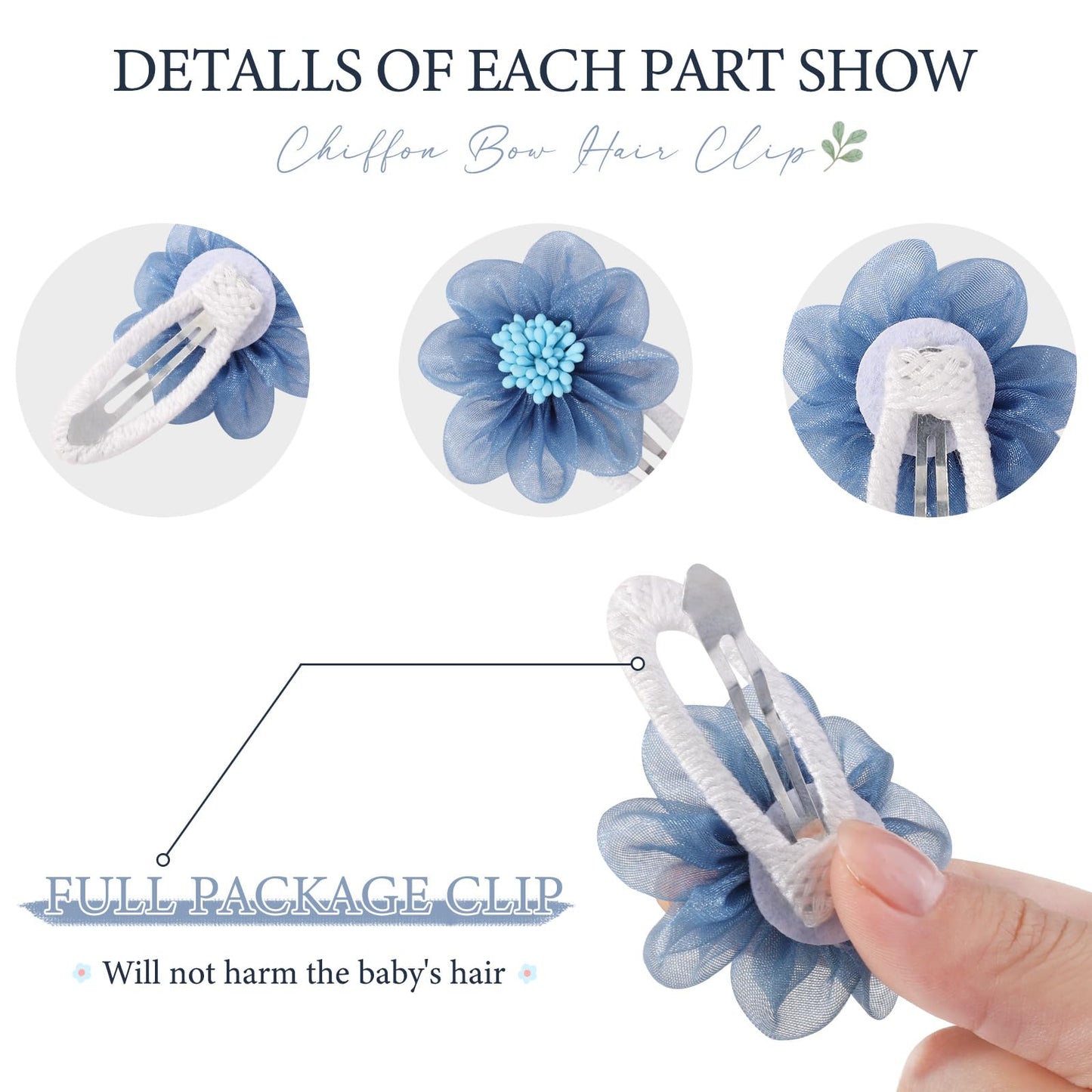 Yhxx Ylen Chiffon Flower Hair Clips Snap Hair Clips Non Slip Wrapped Handmade Floralbaby Hair Clips Hair Accessories For Girls N