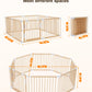 Kidirect Wooden Baby Playpen Foldable, Pre-Assemble Baby Gate Play Pen, Large Adjustable Playpen For Babies And Toddlers, Extra
