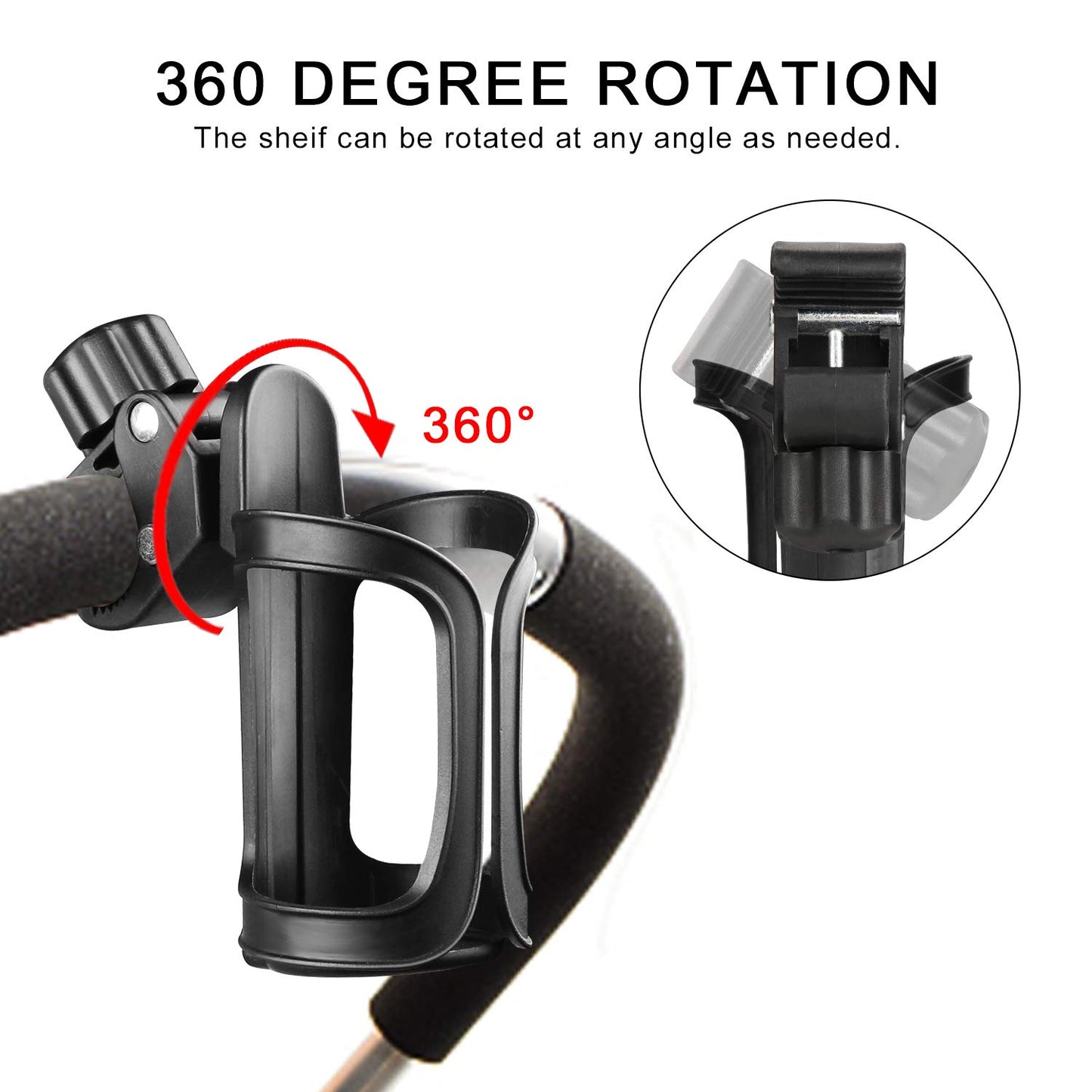 Accmor Stroller Cup Holder, Bike Cup Holder, Universal Cup Holder For Uppababy, Nuna, Doona Strollers, 360  Rotatable Cup Holder